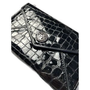 Brighton Black Patent Croc Embossed Convertible Wallet Clutch Wristlet